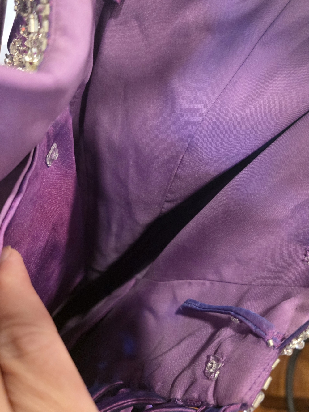 Tiffany Designs Size 14 Purple Beaded Corset Ball Gown Formal Prom/Pageant Dress - Picture 12 of 14